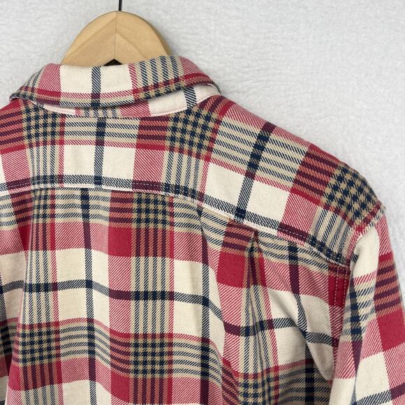 EDDIE BAUER Shirt Mens L Heavy Flannel Plaid Classic Fit Button Up Cotton Red - Picture 9 of 16